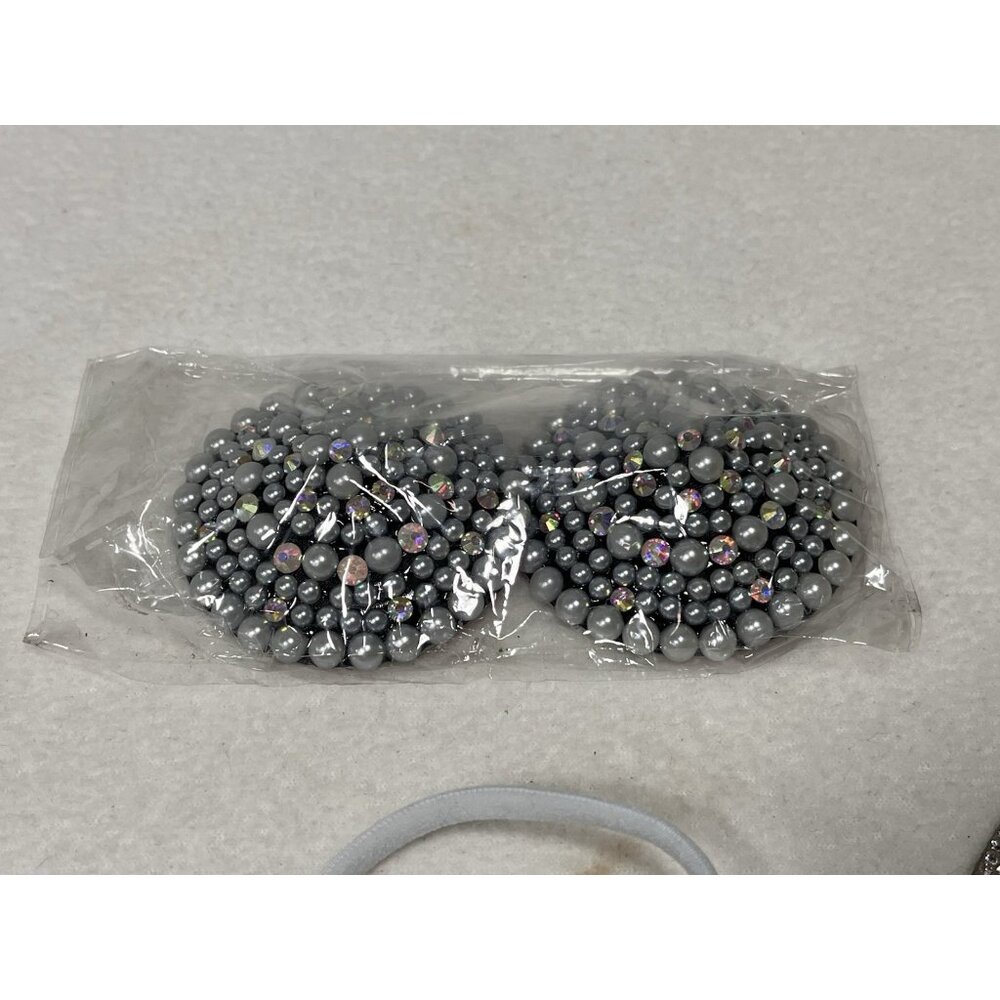 Hot & Delicious Rhinestone Bikini Set Festival Swimwear Silver Size L - Picture 6 of 15